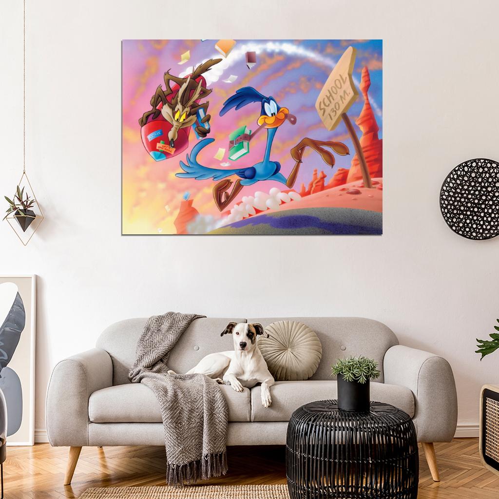 Wile E. Coyote The Road Runner ACME Rocket Looney Tunes Cool Amazing Funny Art Wall Art Print Poster