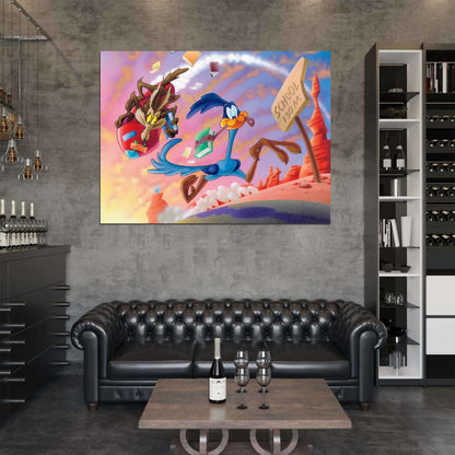 Wile E. Coyote The Road Runner ACME Rocket Looney Tunes Cool Amazing Funny Art Wall Art Print Poster