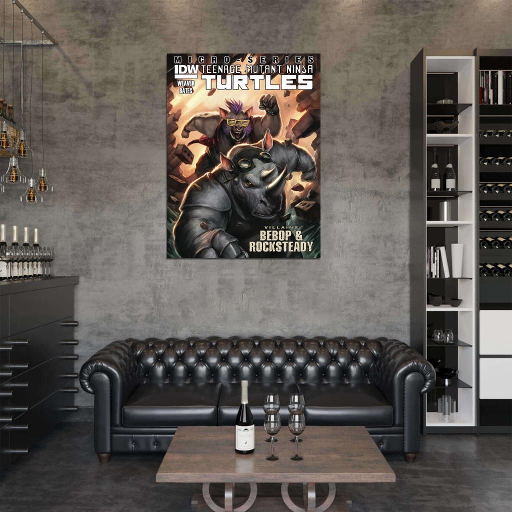 Bebop and Rocksteady Teenage Mutant Ninja Turtles Art TMNT Wall Art Print Poster