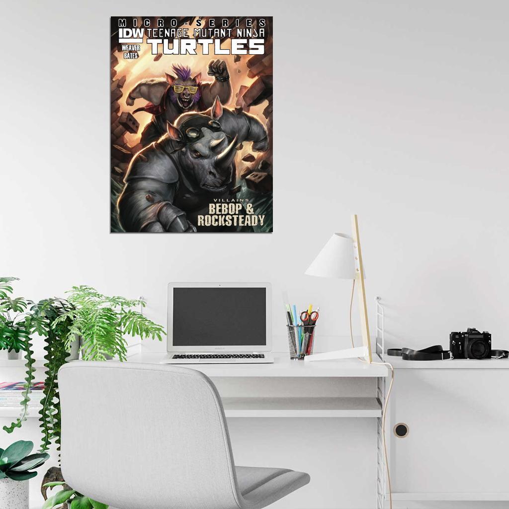 Bebop and Rocksteady Teenage Mutant Ninja Turtles Art TMNT Wall Art Print Poster