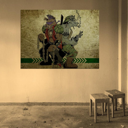 Bebop and Rocksteady Teenage Mutant Ninja Turtles Awesome Classic Art TMNT Wall Art Print Poster