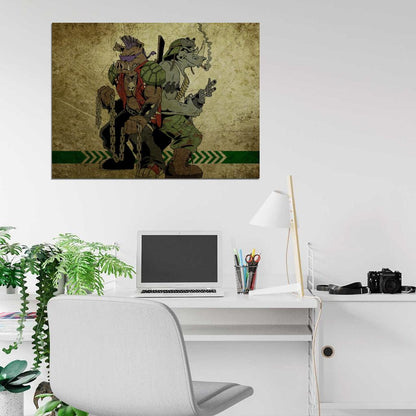 Bebop and Rocksteady Teenage Mutant Ninja Turtles Awesome Classic Art TMNT Wall Art Print Poster