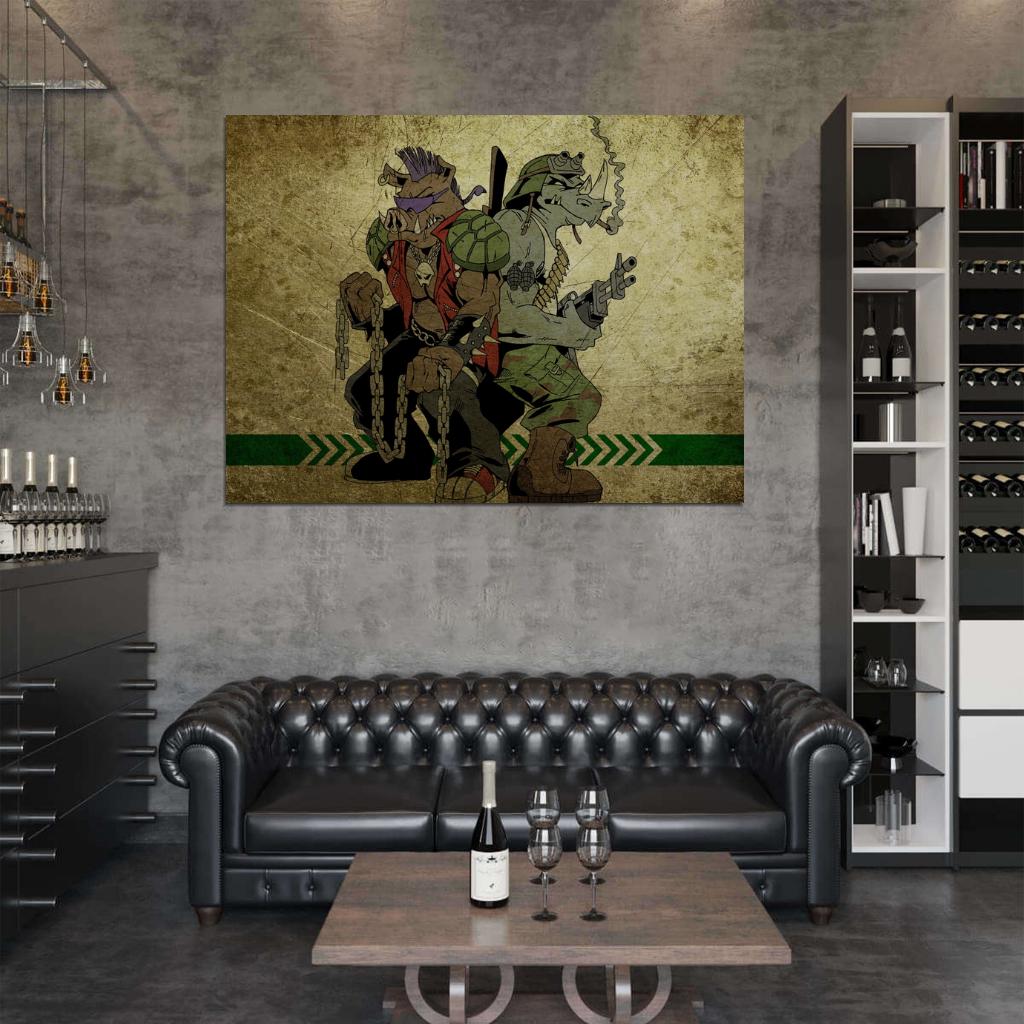 Bebop and Rocksteady Teenage Mutant Ninja Turtles Awesome Classic Art TMNT Wall Art Print Poster