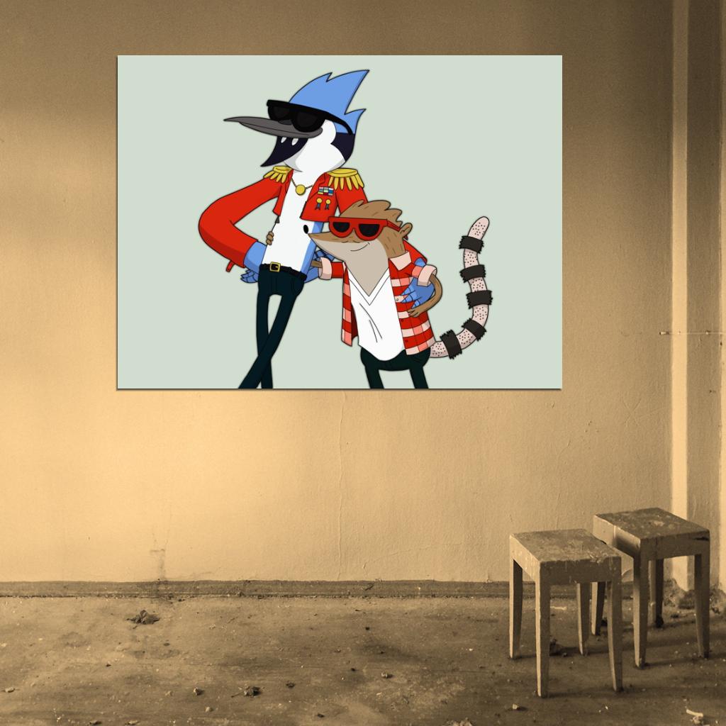 Mordecai and Rigby Cool The Regular Show Cartoon TV Series Awesome Art Wall Art Print Poster