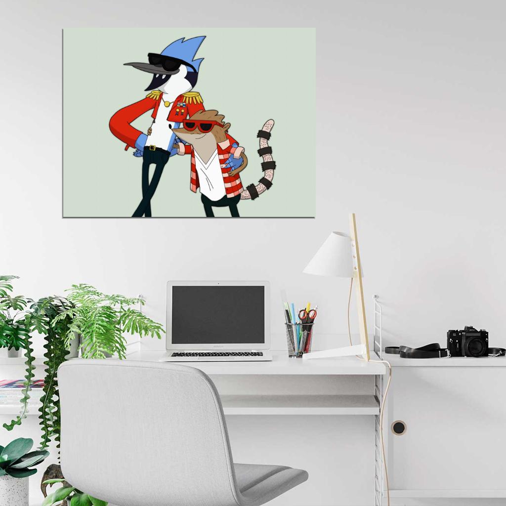 Mordecai and Rigby Cool The Regular Show Cartoon TV Series Awesome Art Wall Art Print Poster