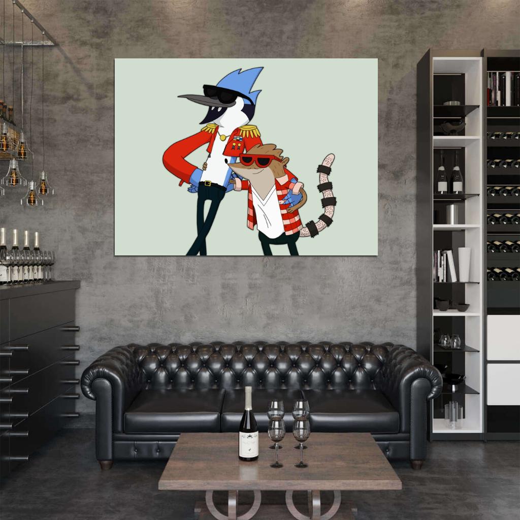 Mordecai and Rigby Cool The Regular Show Cartoon TV Series Awesome Art Wall Art Print Poster