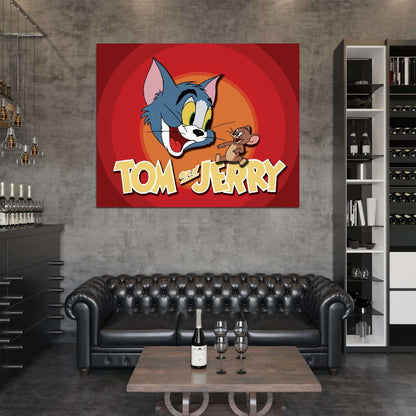 Tom and Jerry Logo Cartoon Classic Art Wall Art Print Poster