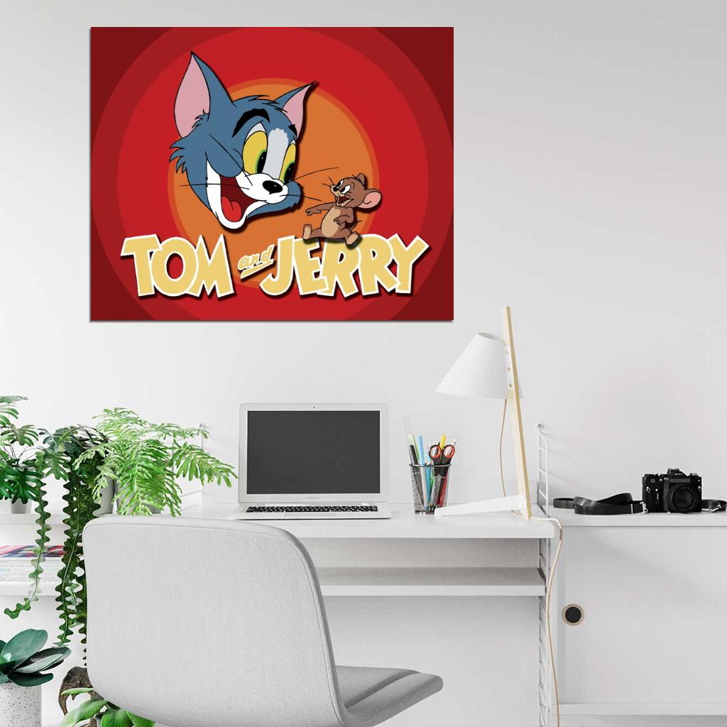 Tom and Jerry Logo Cartoon Classic Art Wall Art Print Poster