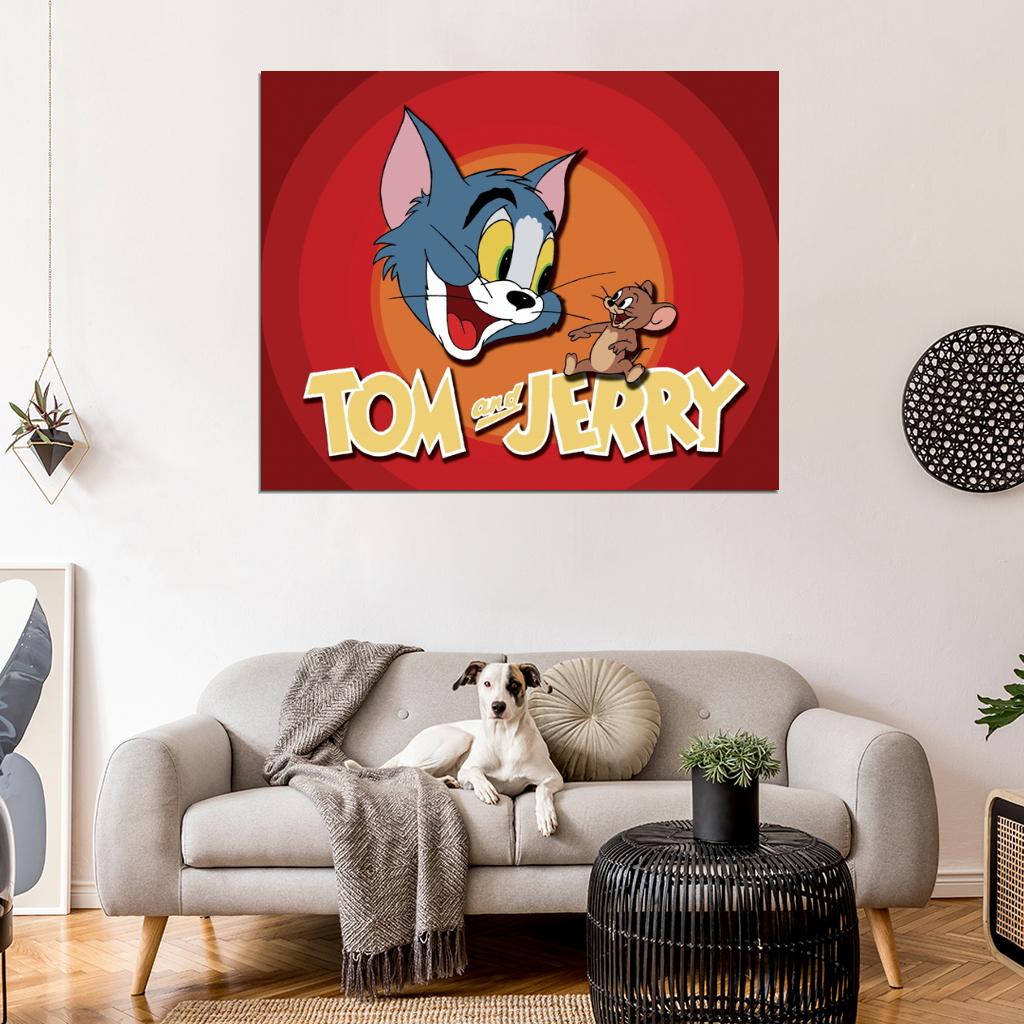 Tom and Jerry Logo Cartoon Classic Art Wall Art Print Poster