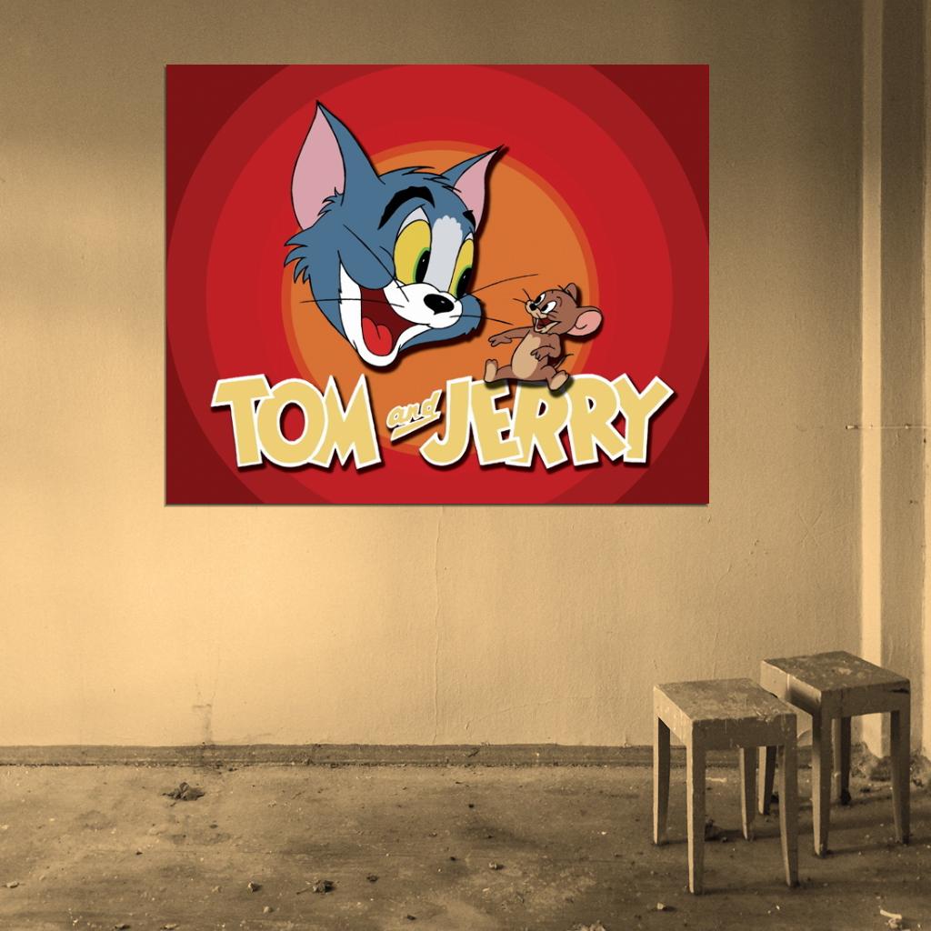 Tom and Jerry Logo Cartoon Classic Art Wall Art Print Poster