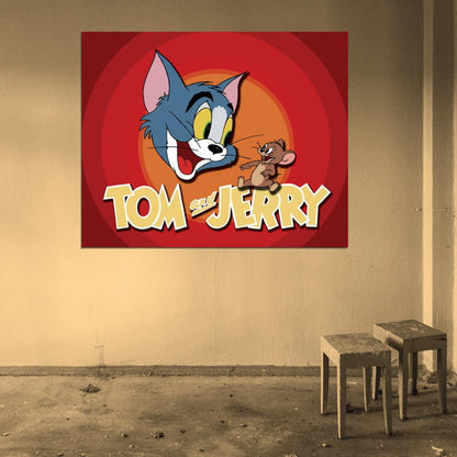 Tom and Jerry Logo Cartoon Classic Art Wall Art Print Poster