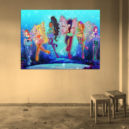 Winx Club Sirenix Characters Beautiful Cartoon TV Series Wall Art Print Poster