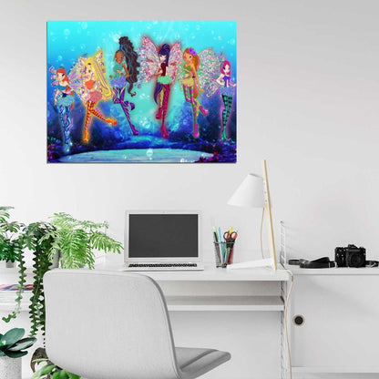 Winx Club Sirenix Characters Beautiful Cartoon TV Series Wall Art Print Poster