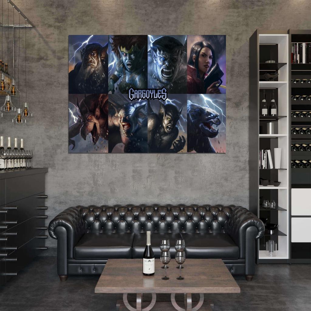 Gargoyles Awesome Characters Cartoon TV Series Art Wall Art Print Poster