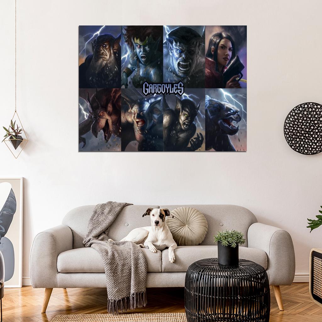 Gargoyles Awesome Characters Cartoon TV Series Art Wall Art Print Poster