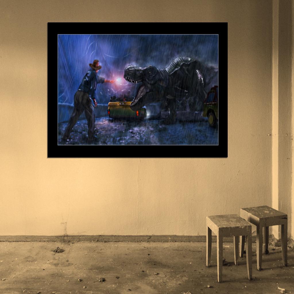 Jurassic Park Movie Alan Grant Tyrannosaurus T-Rex Amazing Art Wall Art Print Poster