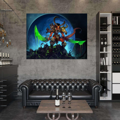 Awesome Dark Science Fantasy Demon Art Swords Skulls Moon Wall Art Print Poster
