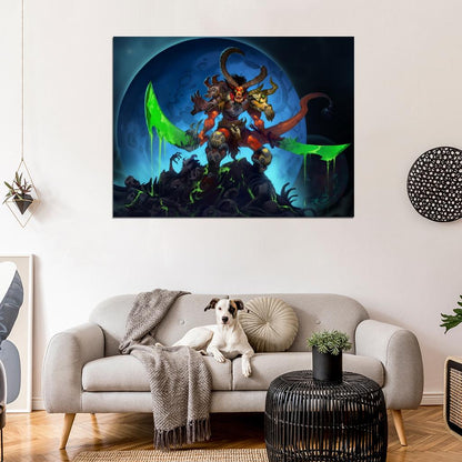 Awesome Dark Science Fantasy Demon Art Swords Skulls Moon Wall Art Print Poster