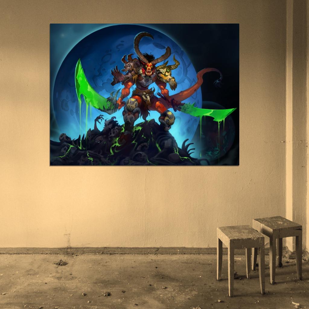 Awesome Dark Science Fantasy Demon Art Swords Skulls Moon Wall Art Print Poster