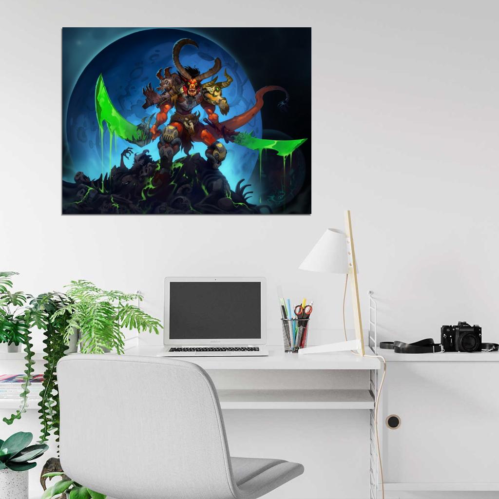 Awesome Dark Science Fantasy Demon Art Swords Skulls Moon Wall Art Print Poster