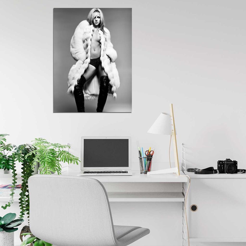 Britney Spears Hot Topless Sexy Body Music BW Wall Art Print Poster