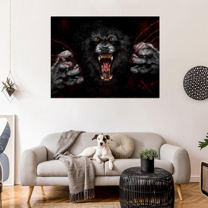 Creepy Werewolf Blood Fantasy Paiting Art Wall Art Print Poster