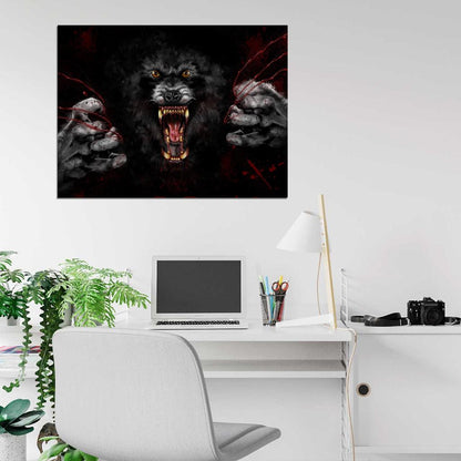 Creepy Werewolf Blood Fantasy Paiting Art Wall Art Print Poster