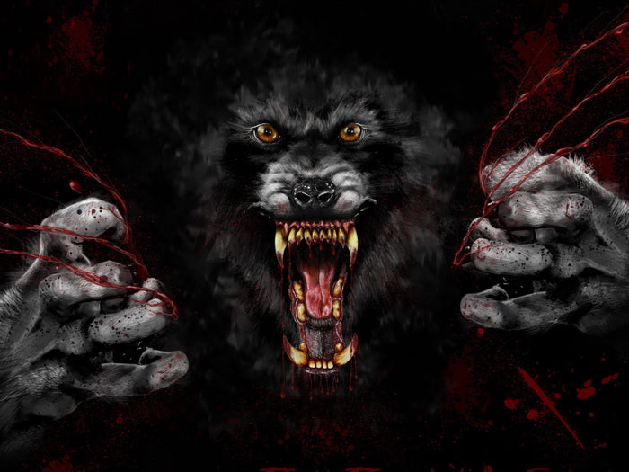 Creepy Werewolf Blood Fantasy Paiting Art Wall Art Print Poster