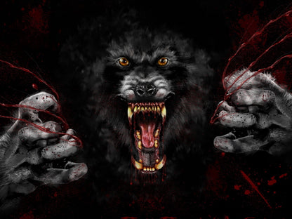 Creepy Werewolf Blood Fantasy Paiting Art Wall Art Print Poster