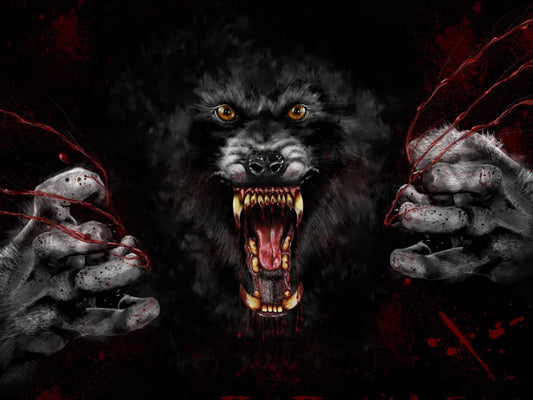 Creepy Werewolf Blood Fantasy Paiting Art Wall Art Print Poster