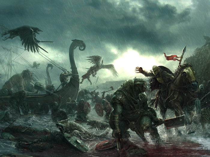 Epic Fantasy Battle Vikings Monsters Barbarians Berserkers Blood Paiting Art Wall Art Print Poster