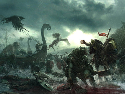 Epic Fantasy Battle Vikings Monsters Barbarians Berserkers Blood Paiting Art Wall Art Print Poster