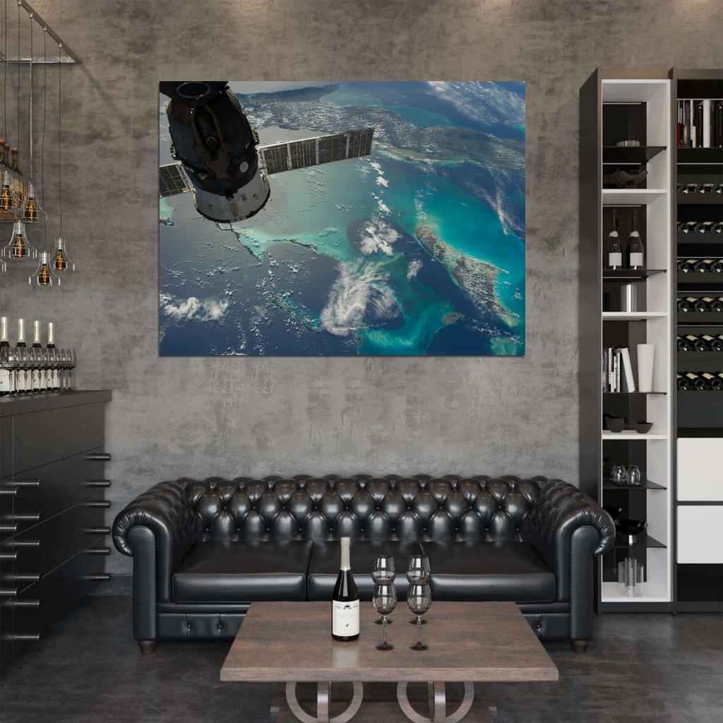 Space Earth Orbit Satellite NASA Beautiful Clouds Wall Art Print Poster