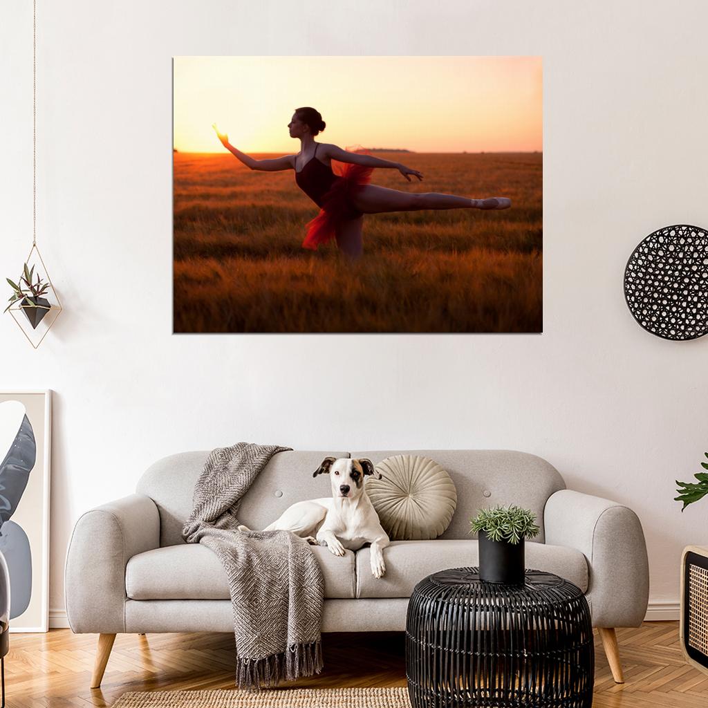 Ballet Dancer Ballerina Beautiful Girl Sunset Wall Art Print Poster