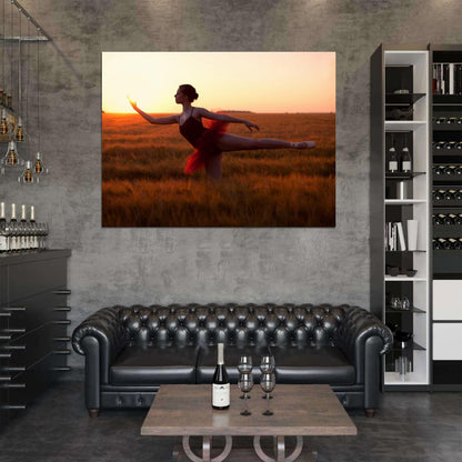 Ballet Dancer Ballerina Beautiful Girl Sunset Wall Art Print Poster