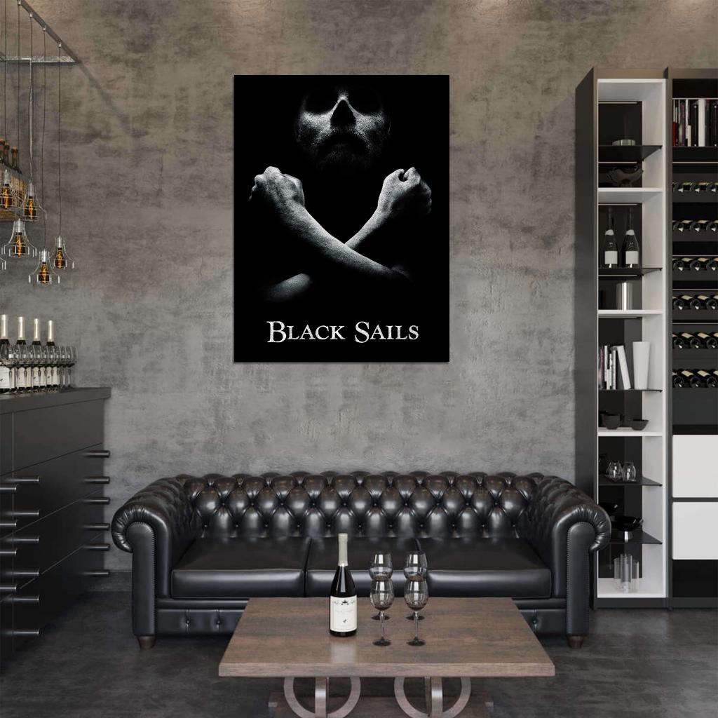 Black Sails Jolly Roger Pirate TV Series BW Wall Art Print Poster