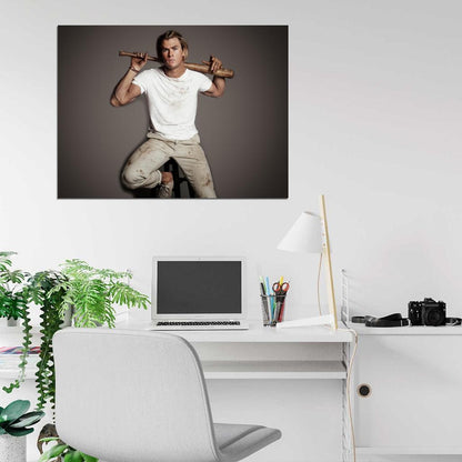 Chris Hemsworth Hot Actor Baseball Bat Wall Art Print Poster