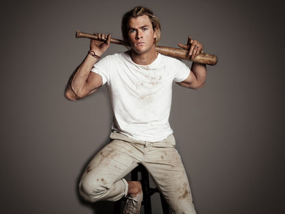 Chris Hemsworth Hot Actor Baseball Bat Wall Art Print Poster