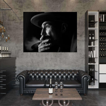 Daniel Day-Lewis There Will Be Blood BW Smoking Painting Art Portrait Wall Art Print Poster