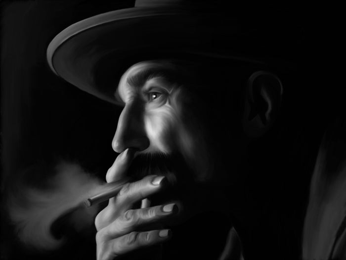 Daniel Day-Lewis There Will Be Blood BW Smoking Painting Art Portrait Wall Art Print Poster