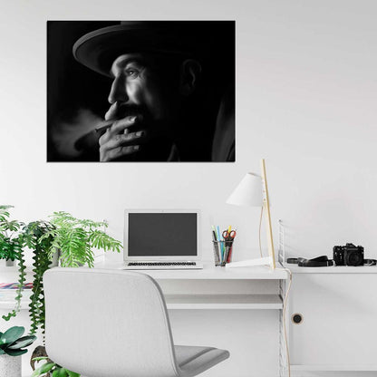Daniel Day-Lewis There Will Be Blood BW Smoking Painting Art Portrait Wall Art Print Poster