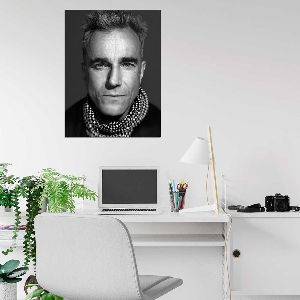 Daniel Day-Lewis Actor BW Portrait Wall Art Print Poster
