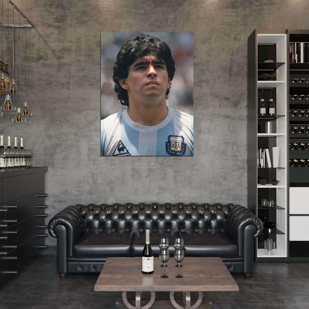 Diego Armando Maradona Portrait Argentina Legend Soccer Football Wall Art Print Poster