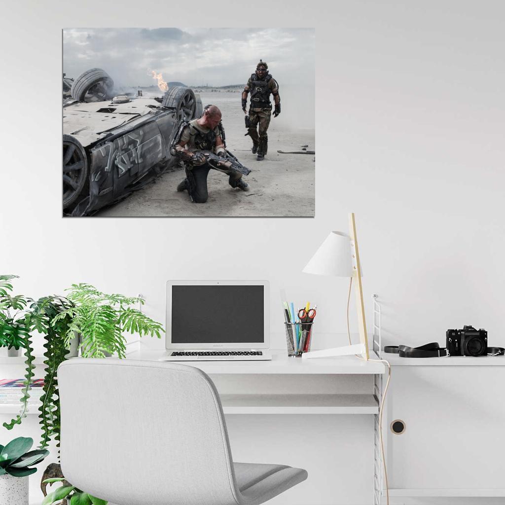 Elysium Max Kruger Fight Weapon Matt Damon Sharlto Copley Movie Wall Art Print Poster