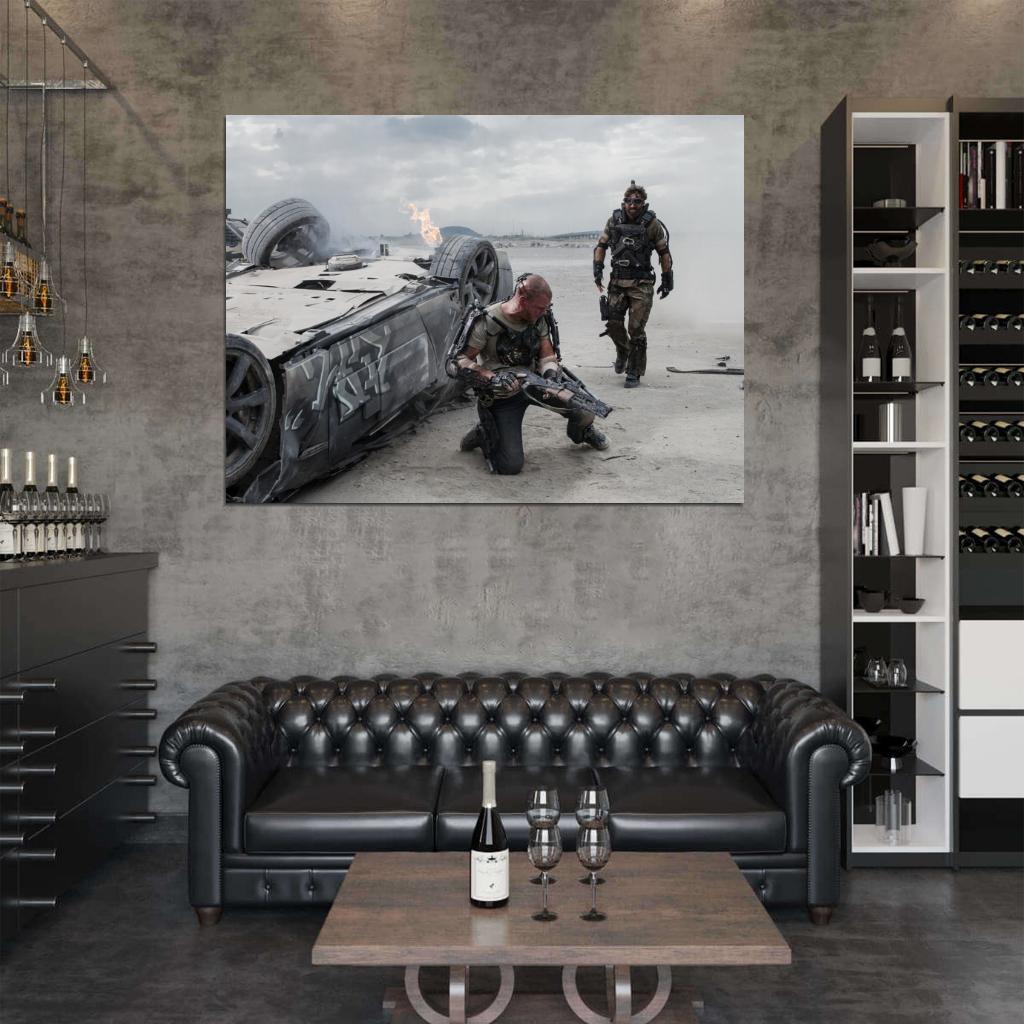 Elysium Max Kruger Fight Weapon Matt Damon Sharlto Copley Movie Wall Art Print Poster