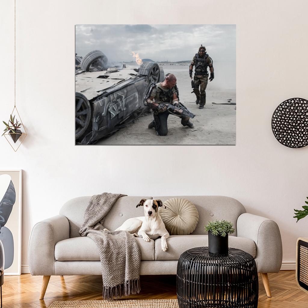 Elysium Max Kruger Fight Weapon Matt Damon Sharlto Copley Movie Wall Art Print Poster