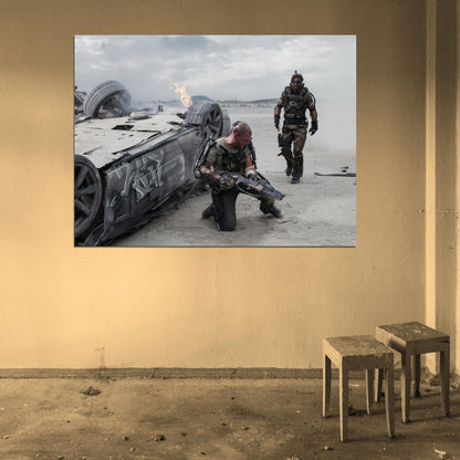 Elysium Max Kruger Fight Weapon Matt Damon Sharlto Copley Movie Wall Art Print Poster