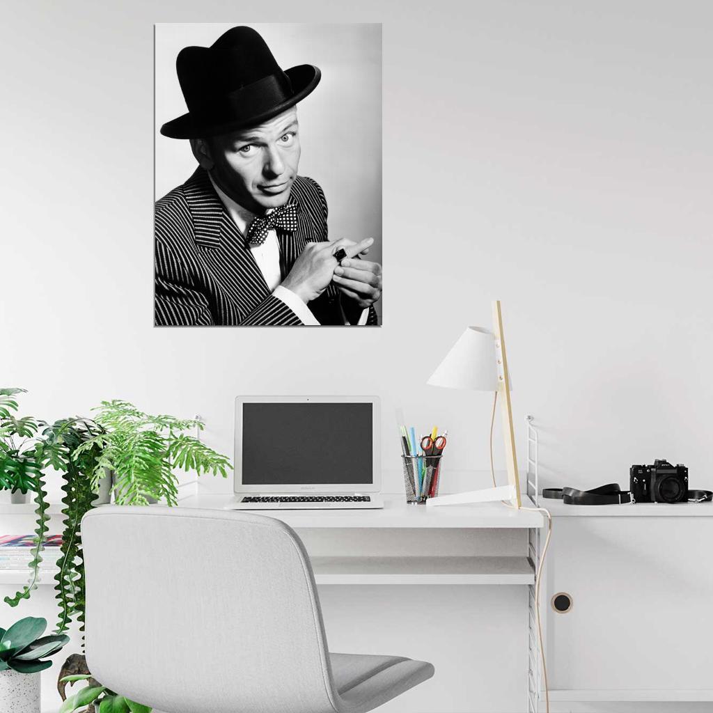 Frank Sinatra Portrait BW Singer Music Wall Art Print Poster