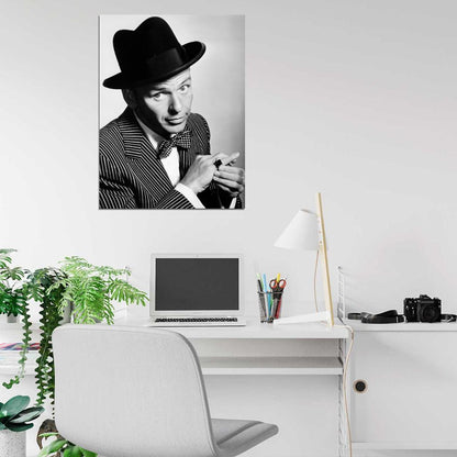 Frank Sinatra Portrait BW Singer Music Wall Art Print Poster