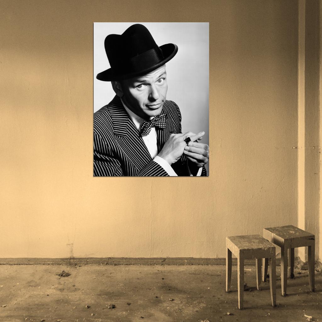 Frank Sinatra Portrait BW Singer Music Wall Art Print Poster